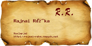 Rajnai Réka névjegykártya